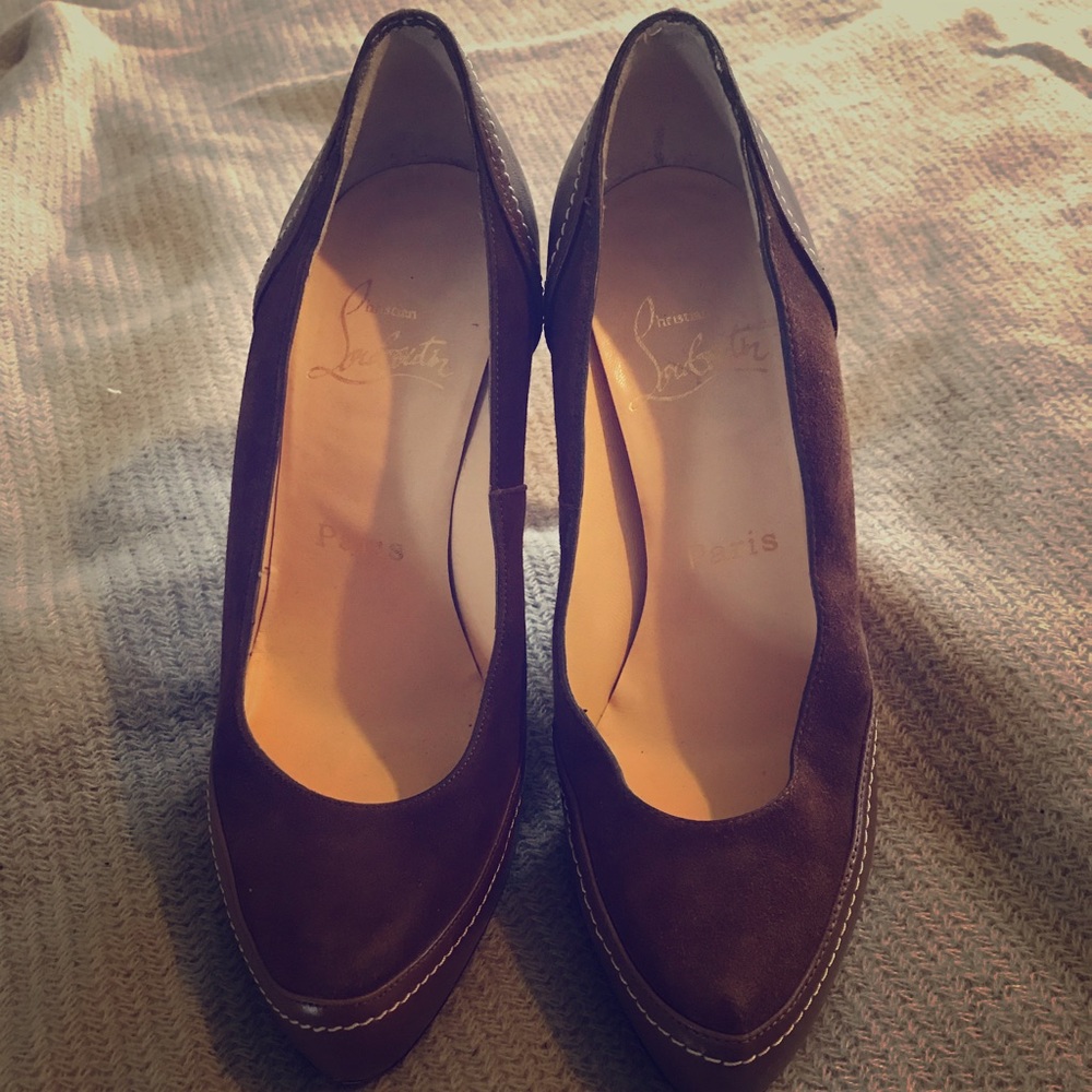 Brown Leather/Suede High-heels